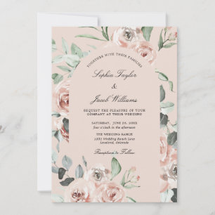 Invitación Rosa turbio de vegetación floral rosa Eucalyptus B