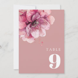 Invitación Rosa turbio elegante acuarela Floral número de mes