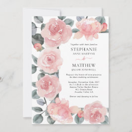 Invitación Rosa turbio Eucalyptus Boda elegante floral