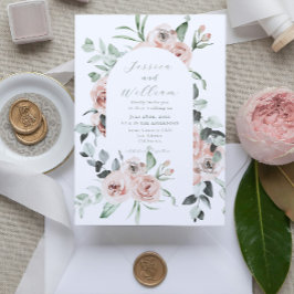 Invitación Rosa turbio Eucalyptus Floral QR Boda de código