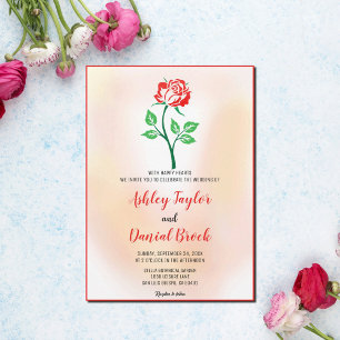 Invitación Rosa turbio flor roja rubor rosa Boda floral