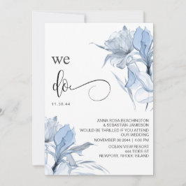 Invitación *~* Rosa turbio floral azul RSVP - BODA QR AR15