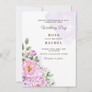 Invitación Rosa turbio rosa y dorado Boda de vegetación flora