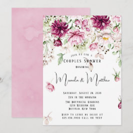 Invitación Rosa turbio y ducha de parejas de peones rosadas d