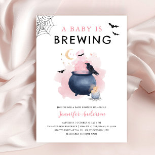 Invitación Rosa: Un bebé está preparando Baby Shower de Hallo
