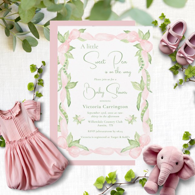 Invitación Rosa Un Poco Dulce Chica De Pea Baby Shower (Subido por el creador)
