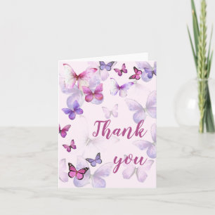 Invitación Rosa Un Poco Mariposa En Blanco Dentro