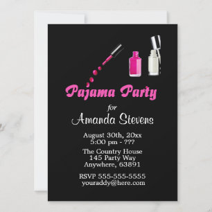 Invitación rosa única para fiesta de pijamas para 
