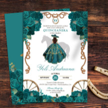 Rosa verde azulado Charro Quinceanera