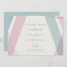 Invitación Rosa Verde azulado de bandas geométricas modernas 