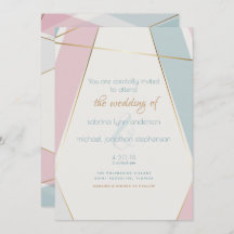 Rosa Verde azulado de bandas geométricas modernas 