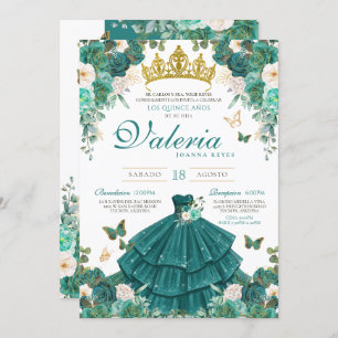 Invitación Rosa verde azulado Elegante Princesa Mariposa Quin
