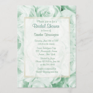 Invitación Rosa verde de menta Floral Bridal Shower