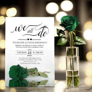 Invitación Rosa verde esmeralda que aún hacemos Boda promete