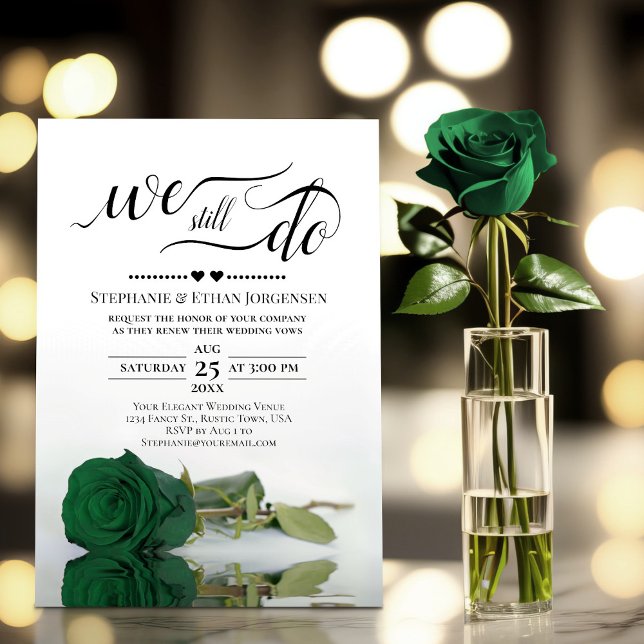 Invitación Rosa verde esmeralda que aún hacemos Boda promete  (Subido por el creador)