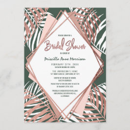 Invitación Rosa Verde Oro Tropical Palm Tree Bridal Shower