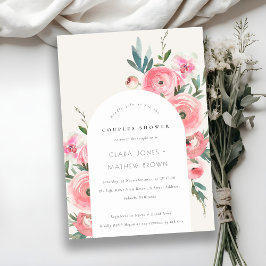 Invitación Rosa Verde Rosa Arco Orquídea Ducha Parejas Floral