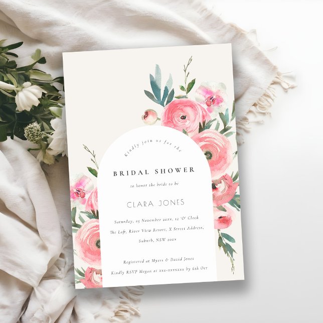 Invitación Rosa Verde Rosa Orquídea Arco Floral Ducha Bridal (Subido por el creador)