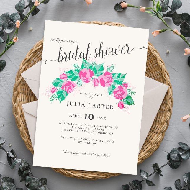 Invitación Rosa verde rosado Flores Jardín Ducha Bridal (Subido por el creador)
