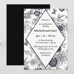 Invitación Rosa Victoriana - Lluvia de Boda