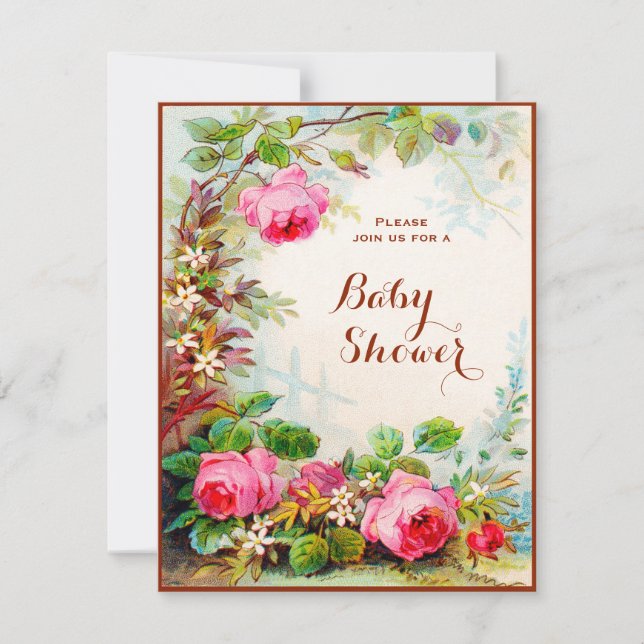 Invitación Rosa victoriano Cottage Garden Baby Shower (Anverso)