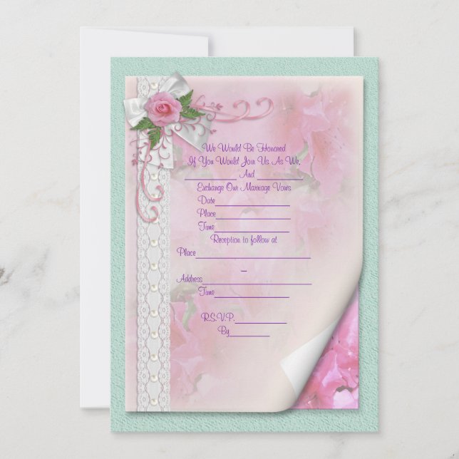 Invitación Rosa victoriano de Wedding Invitation (Anverso)