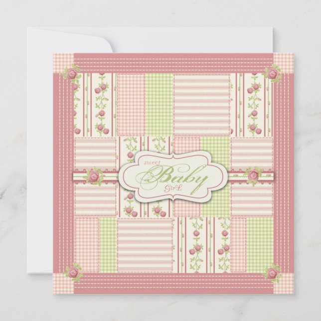 Invitación Rosa victoriano Quilt Invitation Square (Anverso)