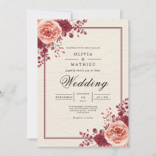 Invitación Rosa Vine Romantic Arch Boda