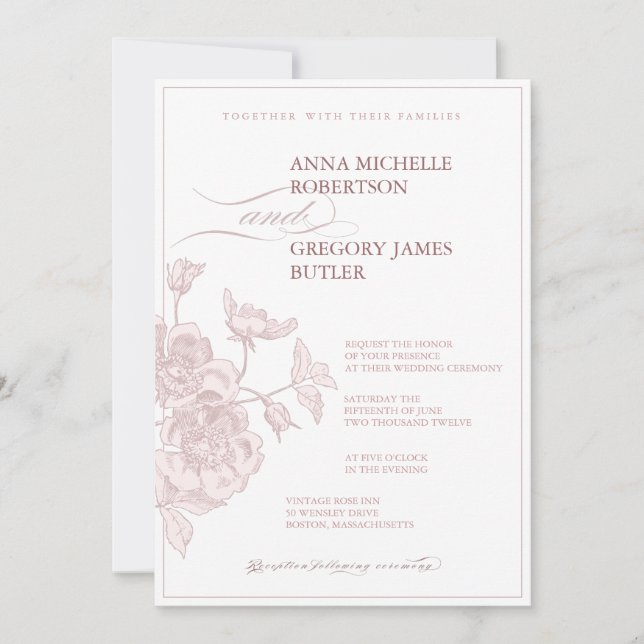 Invitación Rosa Vintage (Anverso)