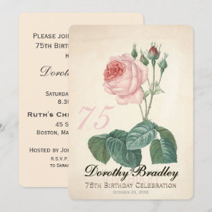 Invitación Rosa Vintage 75º Personalizado de la celebración d