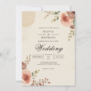 Invitación Rosa Vintage Arch Boda Floral