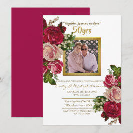 Invitación Rosa Vintage Boda Aniversario - CUALQUIER AÑO