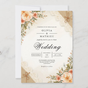 Invitación Rosa Vintage Boda de Arco Floral