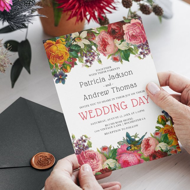 Invitación Rosa Vintage Boda Floral (Subido por el creador)