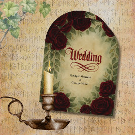 Invitación rosa vintage de época medieval gótica boda