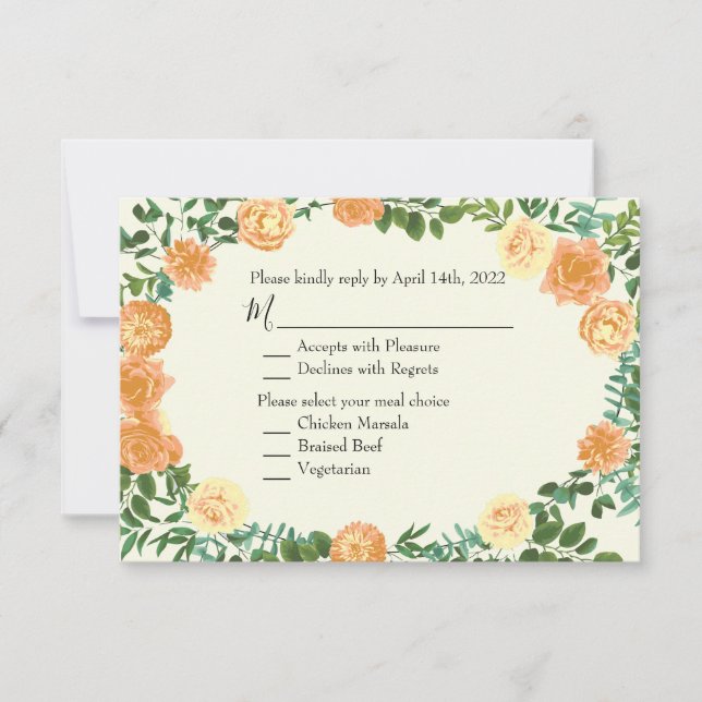 Invitación Rosa Vintage de Peach Ivory Boda (Anverso)