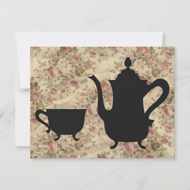 Invitación Rosa Vintage Fiesta del té (Anverso)