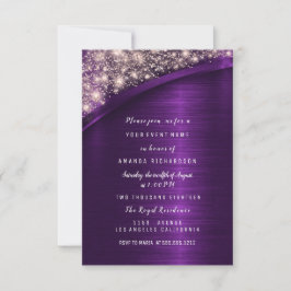 Invitación Rosa Violet Purpurina Bridal Shower Birthday Sweet
