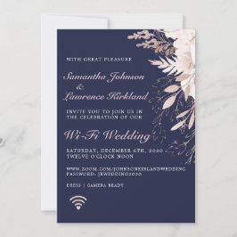 Invitación Rosa virtual Boda azul de la Marina Floral