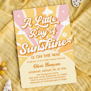 Invitación Rosa y amarillo Eres mi Baby Shower Sunshine