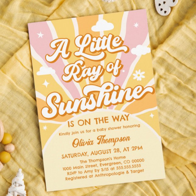 Invitación Rosa y amarillo Eres mi Baby Shower Sunshine (Subido por el creador)