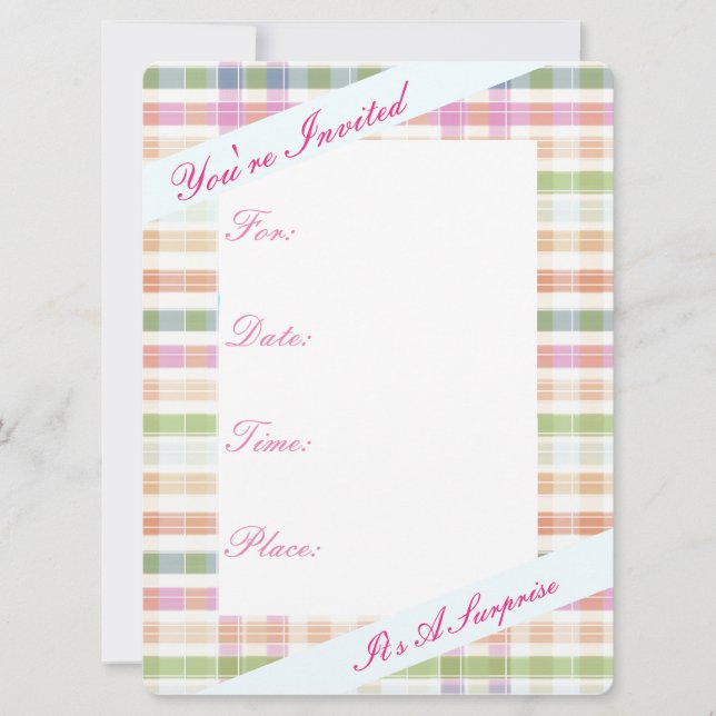 Invitación Rosa y azul naranja (Anverso)