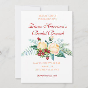 Invitación Rosa y Berry Watercolor Stems Shower