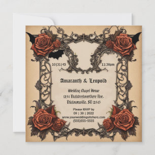 Invitación Rosa y Boda de Halloween del Gótico de Entradas de