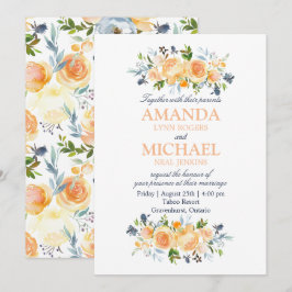 Invitación Rosa y Boda floral de color de agua silvestre