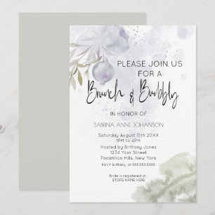 Invitación Rosa y cadera azul brunch y bubbly Dusty