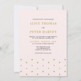 Invitación Rosa y dorado | Ceremonia de boda moderna simple