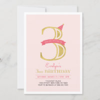 Rosa y Dorado | Cumpleaños de 3 años de una niña