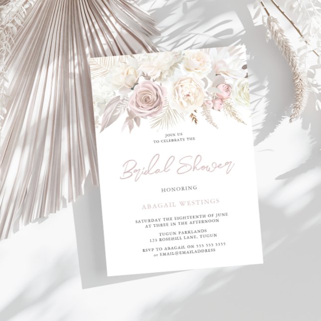 Invitación Rosa y ducha marfileña floral dorada (Subido por el creador)