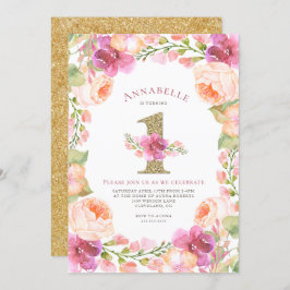 Invitación Rosa y fiesta de cumpleaños de los chicas florales